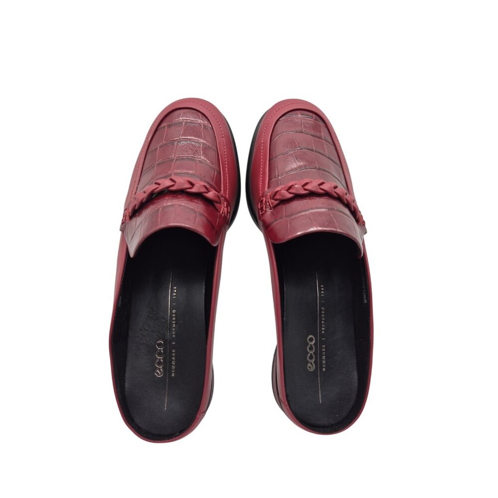 ECCO Women's Shoes Mules Size 8 8.5 US 39 EU Red Leather Croc Embossed (313 - Picture 4 of 12